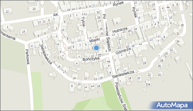 Pyskowice, Bończyka Norberta, ks., 11, mapa Pyskowice
