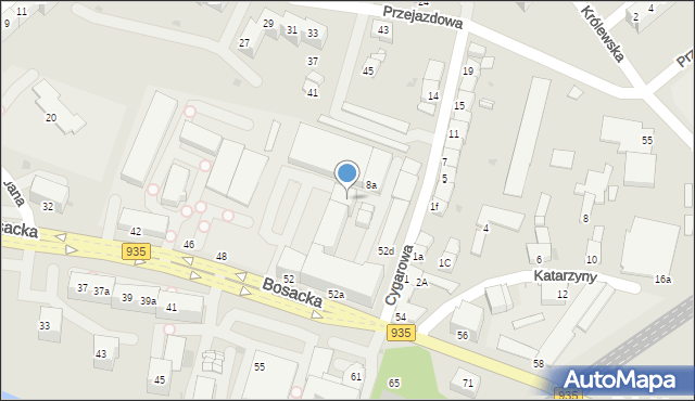 Racibórz, Bosacka, 52e, mapa Racibórz