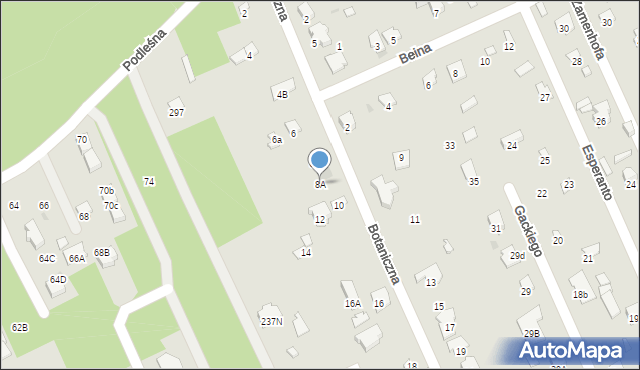 Radom, Botaniczna, 8A, mapa Radomia