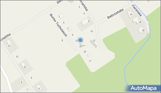 Radzewo, Borów Tucholskich, 13, mapa Radzewo