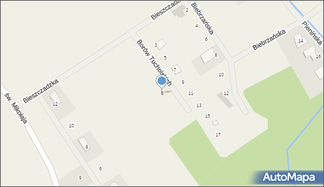 Radzewo, Borów Tucholskich, 8, mapa Radzewo