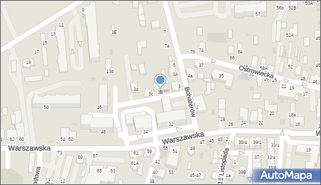 Radzyń Podlaski, Bohaterów, 3B, mapa Radzyń Podlaski