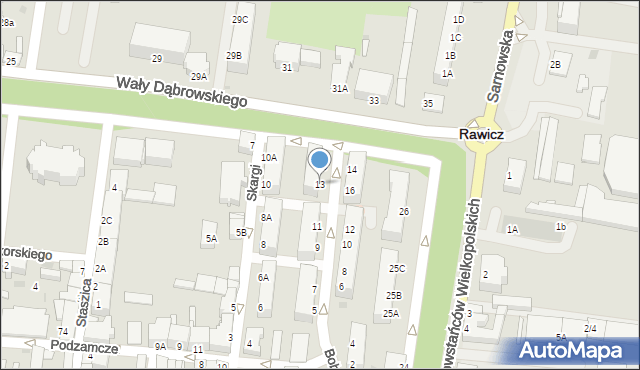 Rawicz, Bobrowskiego Stefana, 13, mapa Rawicz