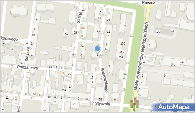 Rawicz, Bobrowskiego Stefana, 5, mapa Rawicz