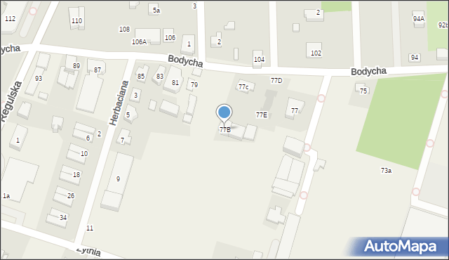 Reguły, Bodycha Stanisława, 77B, mapa Reguły