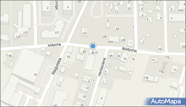 Reguły, Bodycha Stanisława, 87, mapa Reguły