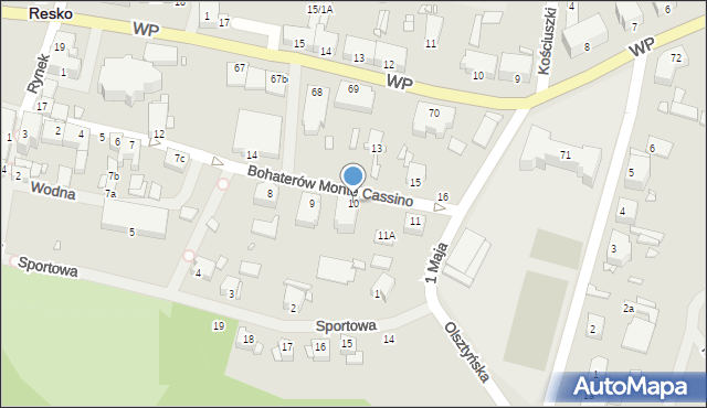 Resko, Bohaterów Monte Cassino, 10, mapa Resko