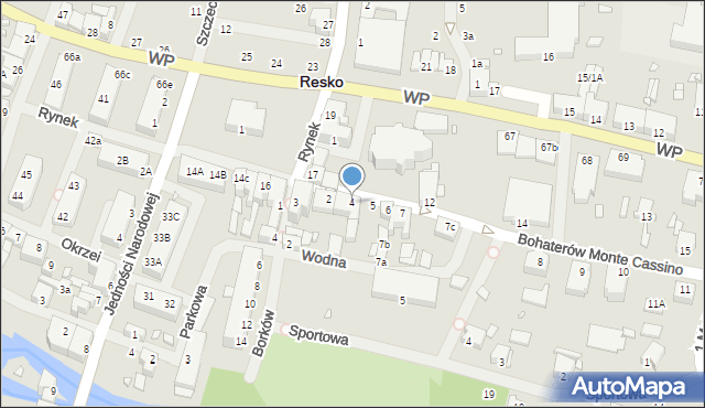 Resko, Bohaterów Monte Cassino, 4, mapa Resko