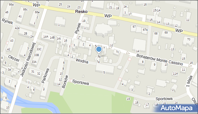 Resko, Bohaterów Monte Cassino, 7b, mapa Resko