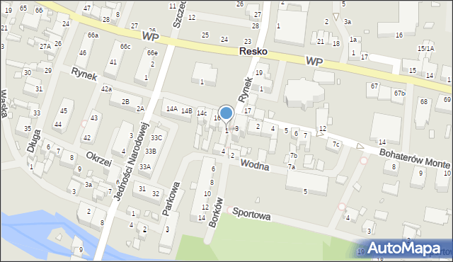 Resko, Borków, 1, mapa Resko