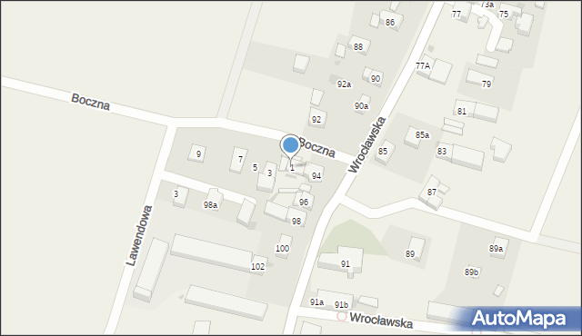Rogów Sobócki, Boczna, 1, mapa Rogów Sobócki