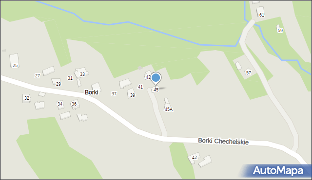 Ropczyce, Borki Chechelskie, 45, mapa Ropczyce