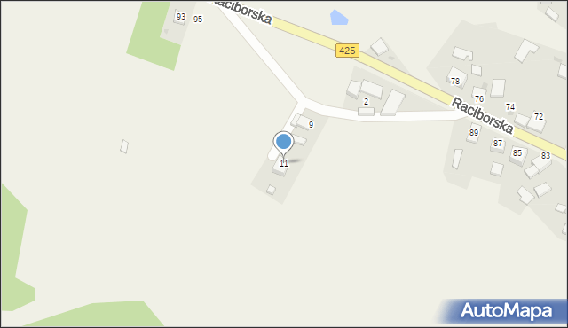 Ruda Kozielska, Boczna, 11, mapa Ruda Kozielska