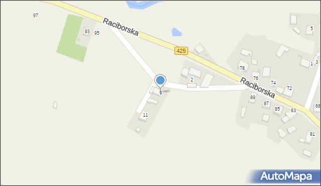 Ruda Kozielska, Boczna, 9, mapa Ruda Kozielska