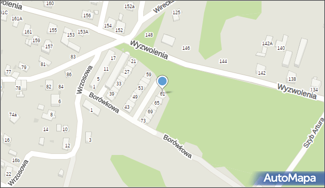 Ruda Śląska, Borówkowa, 61, mapa Rudy Śląskiej