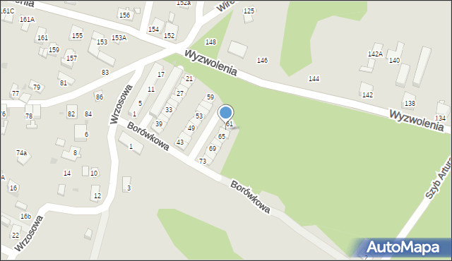 Ruda Śląska, Borówkowa, 63, mapa Rudy Śląskiej