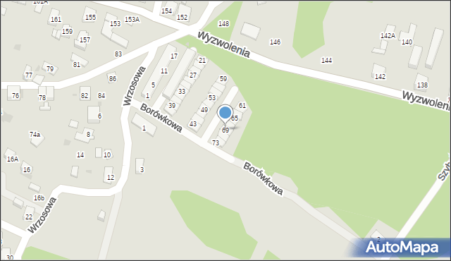 Ruda Śląska, Borówkowa, 69, mapa Rudy Śląskiej