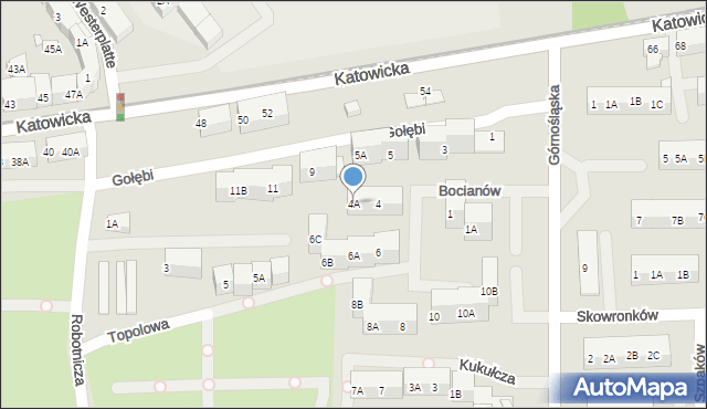 Ruda Śląska, Bocianów, 4A, mapa Rudy Śląskiej