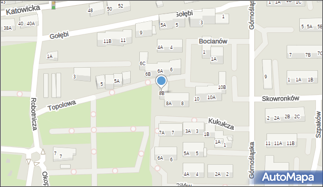 Ruda Śląska, Bocianów, 8B, mapa Rudy Śląskiej