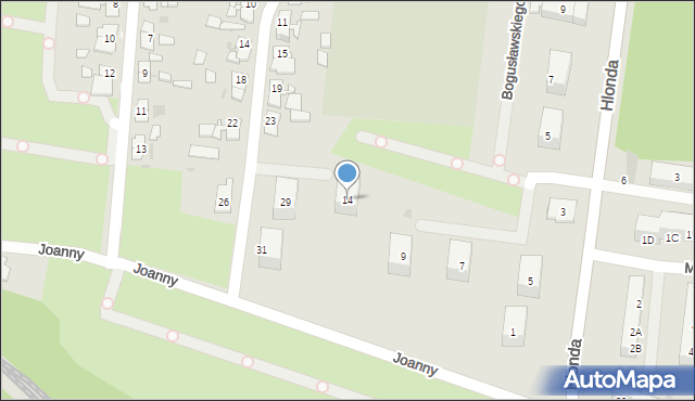 Ruda Śląska, Bogusławskiego Wojciecha, 14, mapa Rudy Śląskiej
