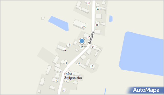 Ruda Żmigrodzka, Bociania, 15, mapa Ruda Żmigrodzka