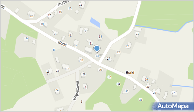 Rudno, Borki, 13, mapa Rudno