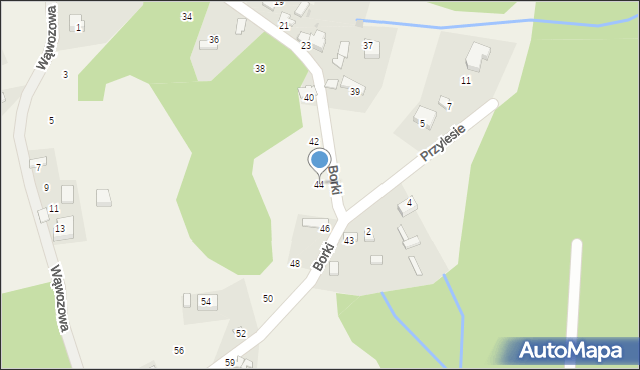 Rudno, Borki, 44, mapa Rudno