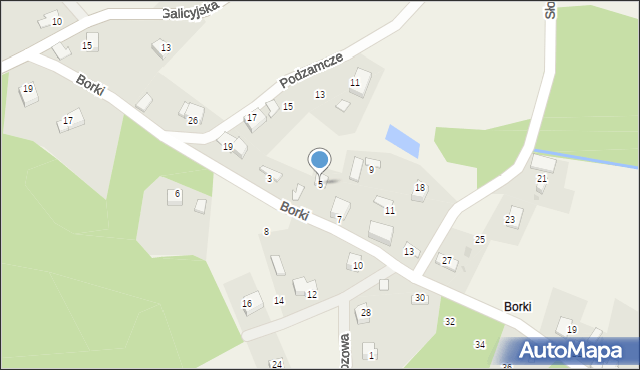 Rudno, Borki, 5, mapa Rudno