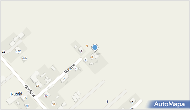 Rudno, Boczna, 8A, mapa Rudno