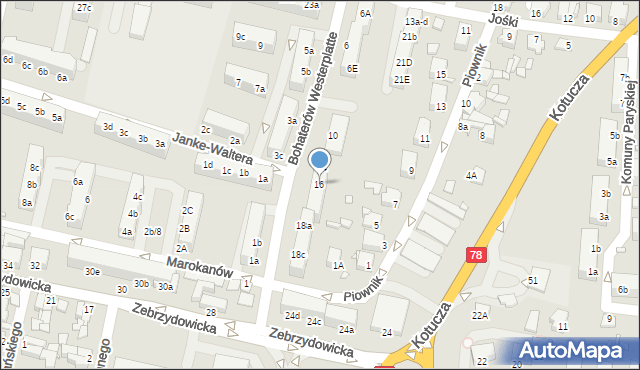Rybnik, Bohaterów Westerplatte, 16, mapa Rybnika