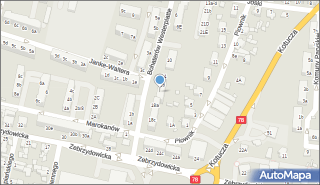 Rybnik, Bohaterów Westerplatte, 18, mapa Rybnika
