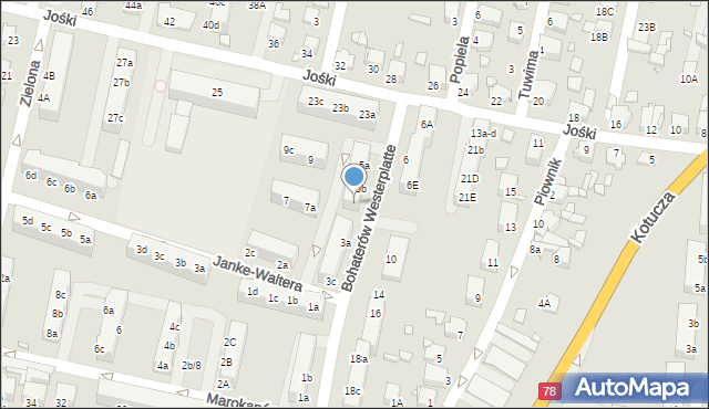 Rybnik, Bohaterów Westerplatte, 5c, mapa Rybnika