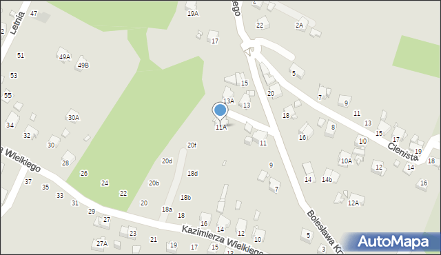 Rybnik, Bolesława Krzywoustego, 11A, mapa Rybnika