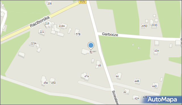 Rybnik, Bolesława Krzywoustego, 51, mapa Rybnika