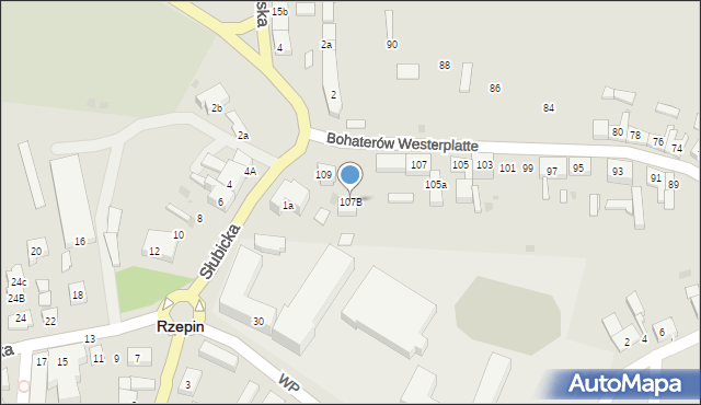 Rzepin, Bohaterów Westerplatte, 107B, mapa Rzepin