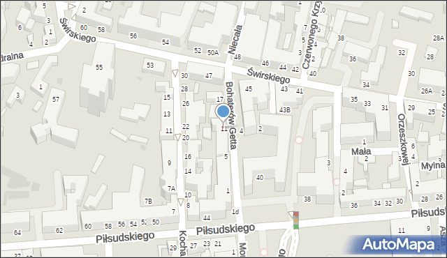 Siedlce, Bohaterów Getta, 11, mapa Siedlce