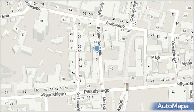 Siedlce, Bohaterów Getta, 7, mapa Siedlce