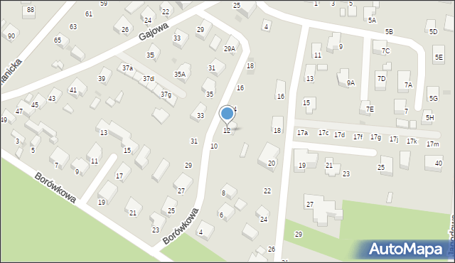 Siedlce, Borówkowa, 12, mapa Siedlce