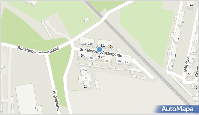 Siemianowice Śląskie, Bohaterów Westerplatte, 28a, mapa Siemianowice Śląskie