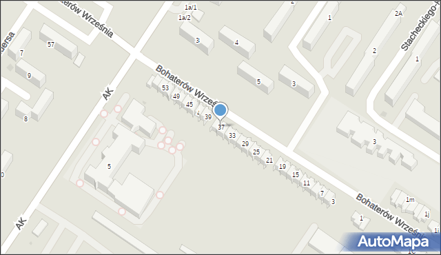 Sieradz, Bohaterów Września, 37, mapa Sieradz
