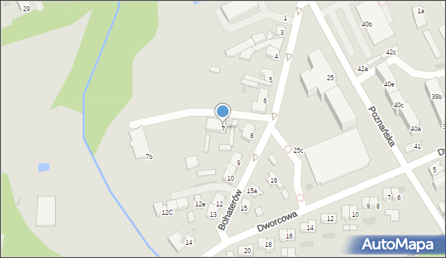 Sieraków, Bohaterów, 7, mapa Sieraków