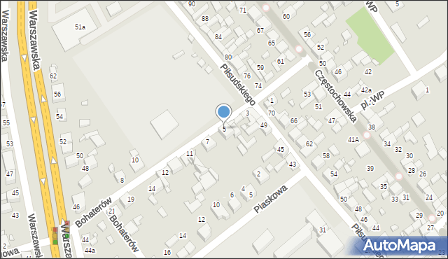 Siewierz, Bohaterów, 5, mapa Siewierz