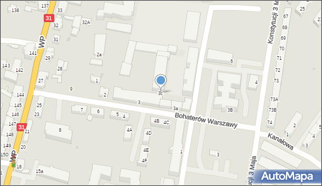 Słubice, Bohaterów Warszawy, 3c, mapa Słubice