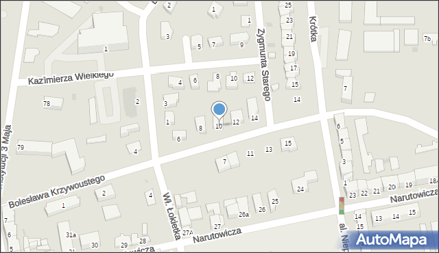 Słubice, Bolesława Krzywoustego, 10, mapa Słubice
