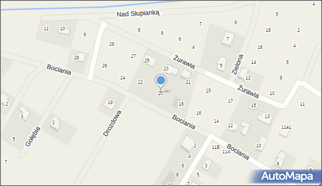 Słupno, Bociania, 20, mapa Słupno