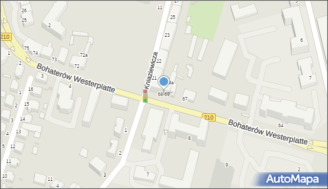 Słupsk, Bohaterów Westerplatte, 68-69, mapa Słupska