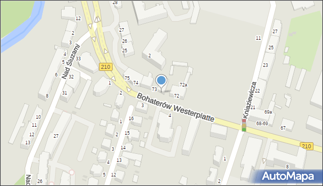 Słupsk, Bohaterów Westerplatte, 73A, mapa Słupska