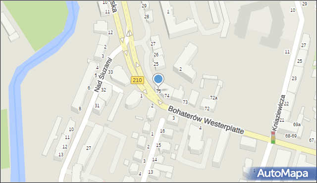 Słupsk, Bohaterów Westerplatte, 75, mapa Słupska