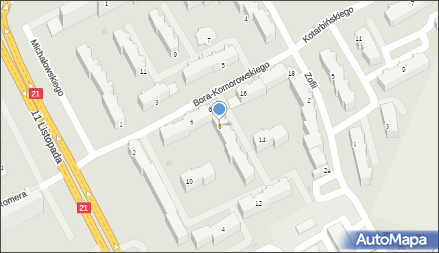 Słupsk, Bora-Komorowskiego Tadeusza, gen., 8, mapa Słupska