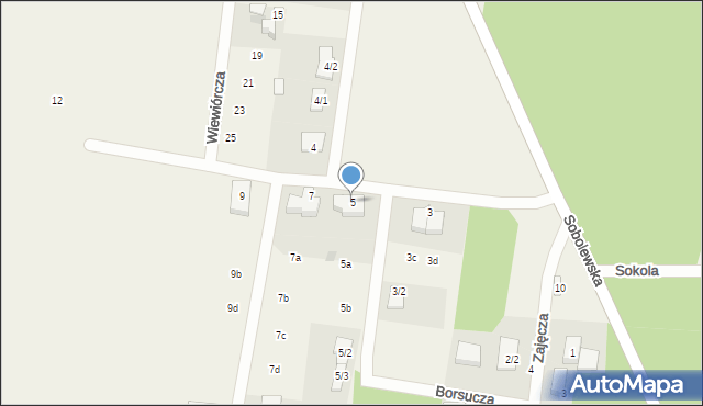 Sobolewo, Borsucza, 5, mapa Sobolewo